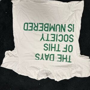White T-Shirt with Green Text